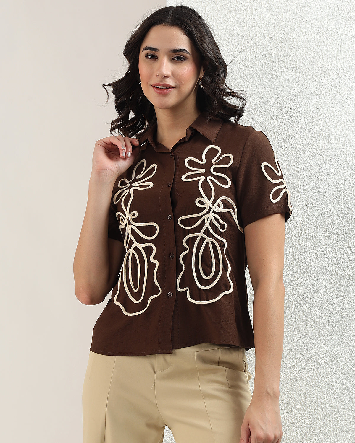 Botanical petal brown shirt