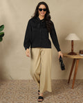 Bow neck black shirt