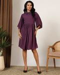 Collar flare purpal dress