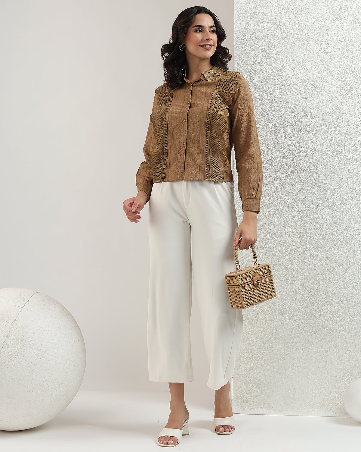 Embodered brown shirt