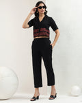 Embrodeded cropped black cordset