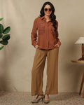 Embrodered brown shirt