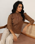 Embrodered dark brown shirt