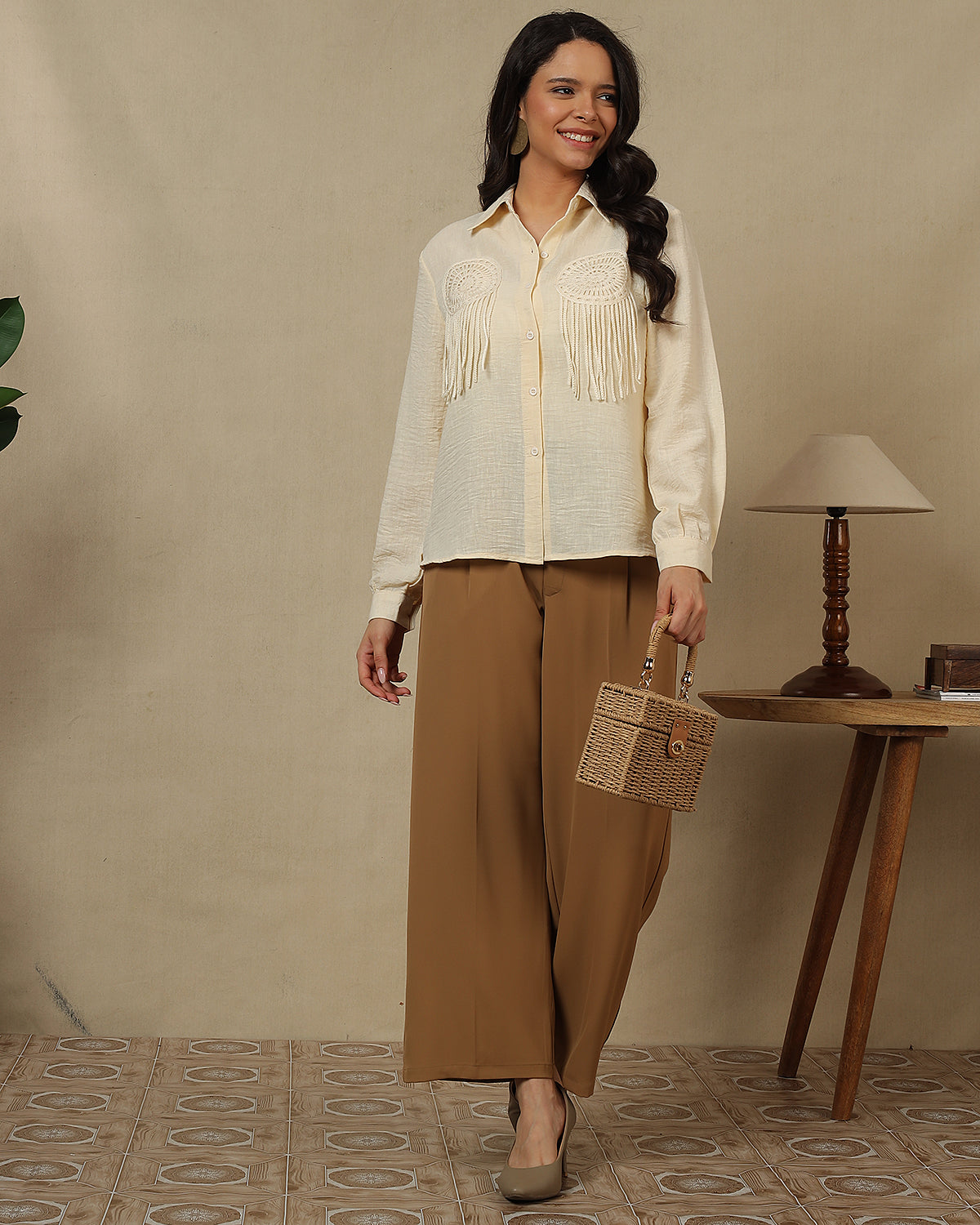 Embrodered off white shirt