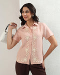 Embrodered pink shirt