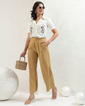 Floral embrodered off white shirt
