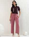 Floral embrodered wine shirt
