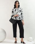 Floral printed black shirt