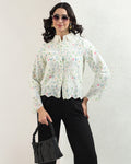 Floral printed green shirt