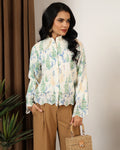 Floral print green shirt