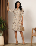 Print midi beige dress