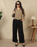 Solid embroided long sleeve collared shirt
